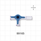 4-Way Stopcock, 2 Female Luer Locks, Tubing Port - Fits 0.161 inch OD Tubing (4.1 mm); 58 psi - 99165