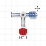 3-Way Stopcock, 2 Female Luer Locks, Swivel Male Luer Lock, Vented Cap - 50 psi - 99713