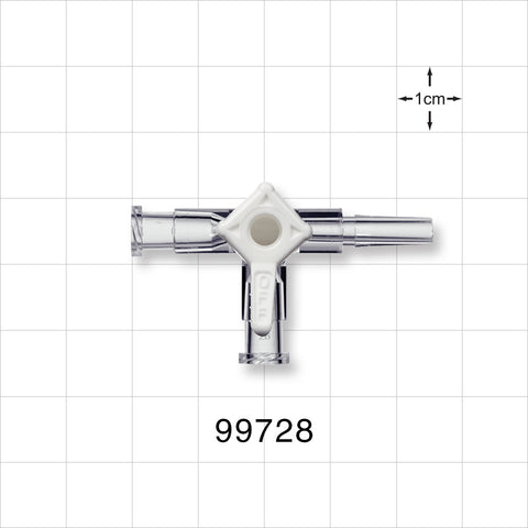 3-Way Stopcock, 2 Female Luer Locks, Male Luer Slip - 200 psi - 99728