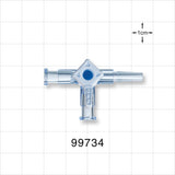 3-Way Stopcock, 2 Female Luer Locks, Male Luer Slip - 500 psi - 99734