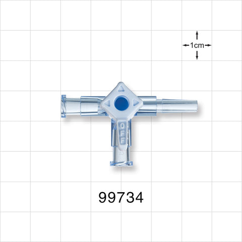 3-Way Stopcock, 2 Female Luer Locks, Male Luer Slip - 500 psi - 99734