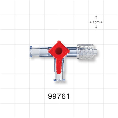 3-Way Stopcock, 2 Female Luer Locks, Swivel Male Luer Lock - 1200 psi - 99761