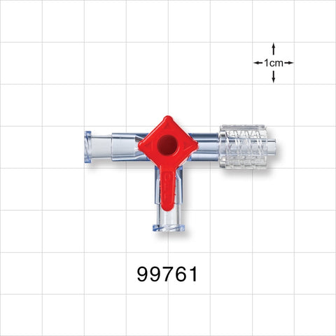 3-Way Stopcock, 2 Female Luer Locks, Swivel Male Luer Lock - 1200 psi - 99761