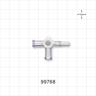 3-Way Stopcock, 2 Female Luer Locks, Male Luer Slip - 29 psi - 99768