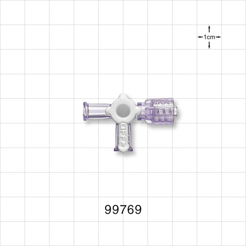 3-Way Stopcock, 2 Female Luer Locks, 1 Male Luer Lock - 29 psi - 99769
