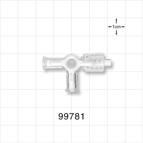 4-Way Stopcock, 2 Female Luer Locks, Swivel Male Luer Lock - 29 psi - 99781