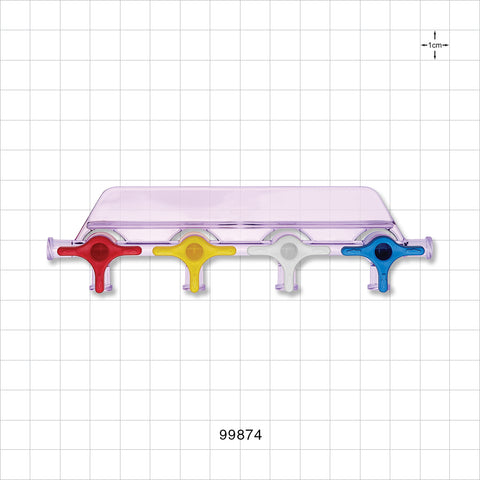 4-Gang Stopcock Manifold, 6 Female Luer Locks - 58 psi - 99874