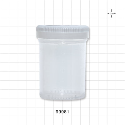 Specimen Container w/White Cap - 120 ml; 2.1 inch Opening (53 mm) - 99981