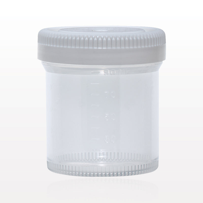 Specimen Container w/White Cap - 90 ml; 2.1 inch Opening (53 mm) - 99982