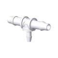 T Connector, Reducer, Barbed, White, 100/Bag - Fits 3/16 inch ID Tubing (0.188 inch, 4.76 mm); Fits 3/32 inch ID Tubing (0.094 inch 2.38 mm) - AHTR6330