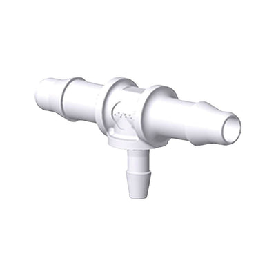 T Connector, Reducer, Barbed, White, 100/Bag - Fits 3/16 inch ID Tubing (0.188 inch, 4.76 mm); Fits 3/32 inch ID Tubing (0.094 inch 2.38 mm) - AHTR6330