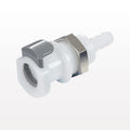 APC Connector, Panel Mount Body, Valved, Barbed - Fits 3/8 inch ID Tubing (0.375 inch, 9.53mm) - APCD16006