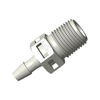 Threaded Connector, Barbed, Natural - Fits 1/8 inch ID Tubing (0.125, 3.18 mm) x 1/8" BSPT - BT4S4