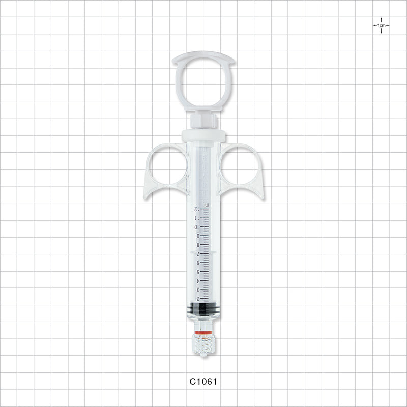 Control Syringe, Locking Plunger and Ring Grip, Rotating Male Luer Lock - 12 ml - C1061
