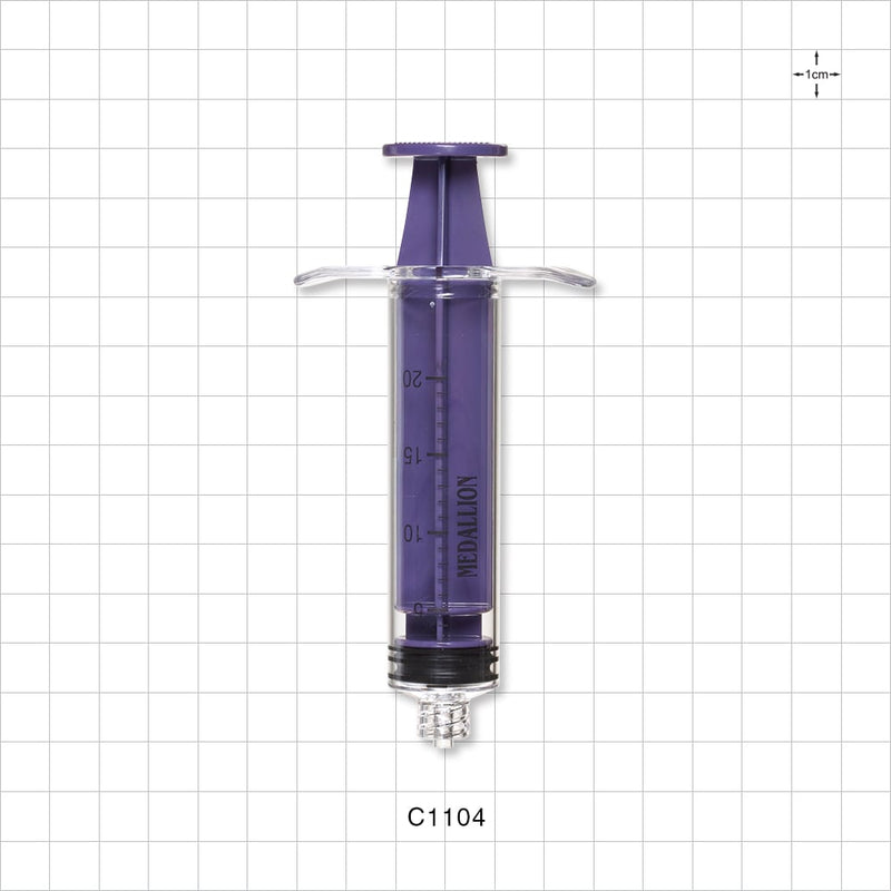 Medallion Syringe, Male Luer Lock, Wing Grips, Purple - 20 ml - C1104