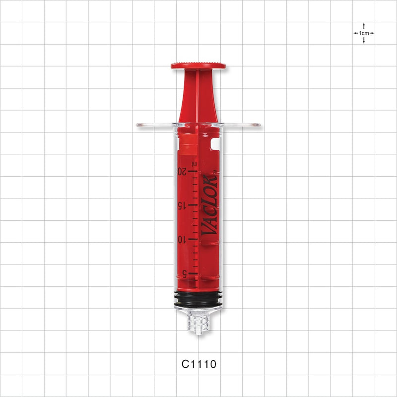 VacLok Negative Pressure Syringe, Male Luer Lock, Red - 20 ml - C1110
