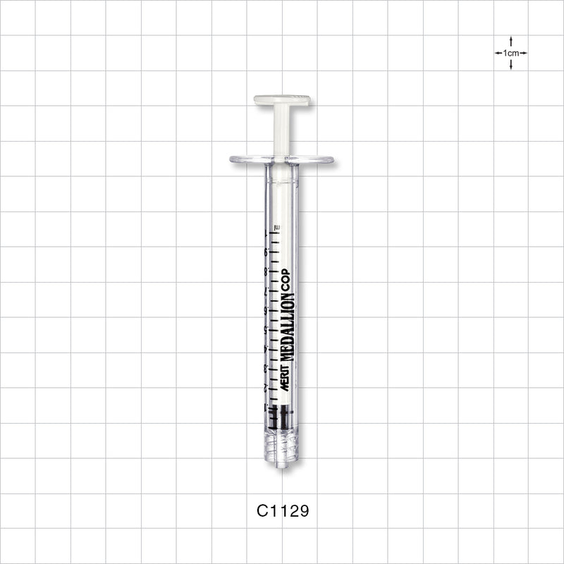 Medallion COP Syringe, Male Luer Lock, White; 192/Box - 1 ml - C1129