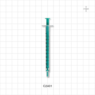 Two-Piece Syringe, Male Luer Slip, Zero Dead Space, Green - 1 ml - C2401