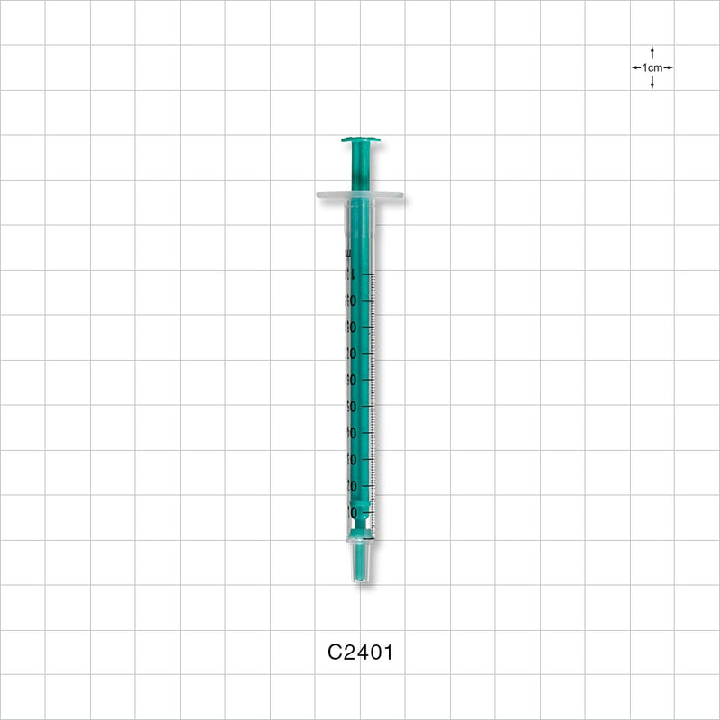 Two-Piece Syringe, Male Luer Slip, Zero Dead Space, Green - 1 ml - C2401