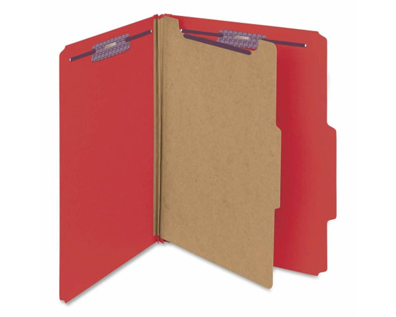 Smead® Top Tab Folder Fas# 1&3, 25pt Pressboard Red 1 Divider 11-3/4" X 10", 50 per Case |  C402-5A-1D5