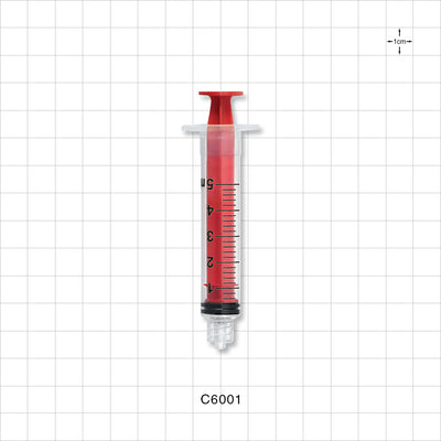 Syringe, Male Luer Lock, Red - 5 ml - C6001
