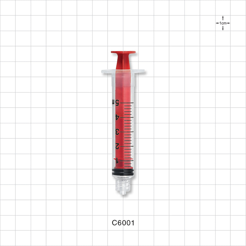 Syringe, Male Luer Lock, Red - 5 ml - C6001