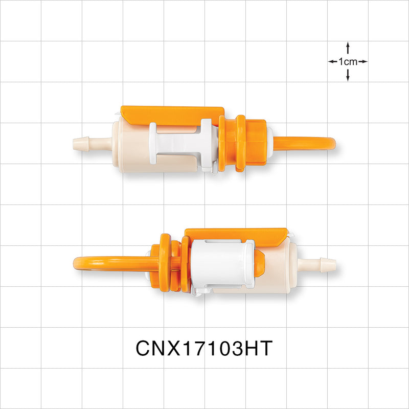 MicroCNX ULT Connector, Genderless, Barbed, High Temperature - Fits 3/32 inch ID Tubing (0.094 inch, 2.38 mm) - CNX17103HT