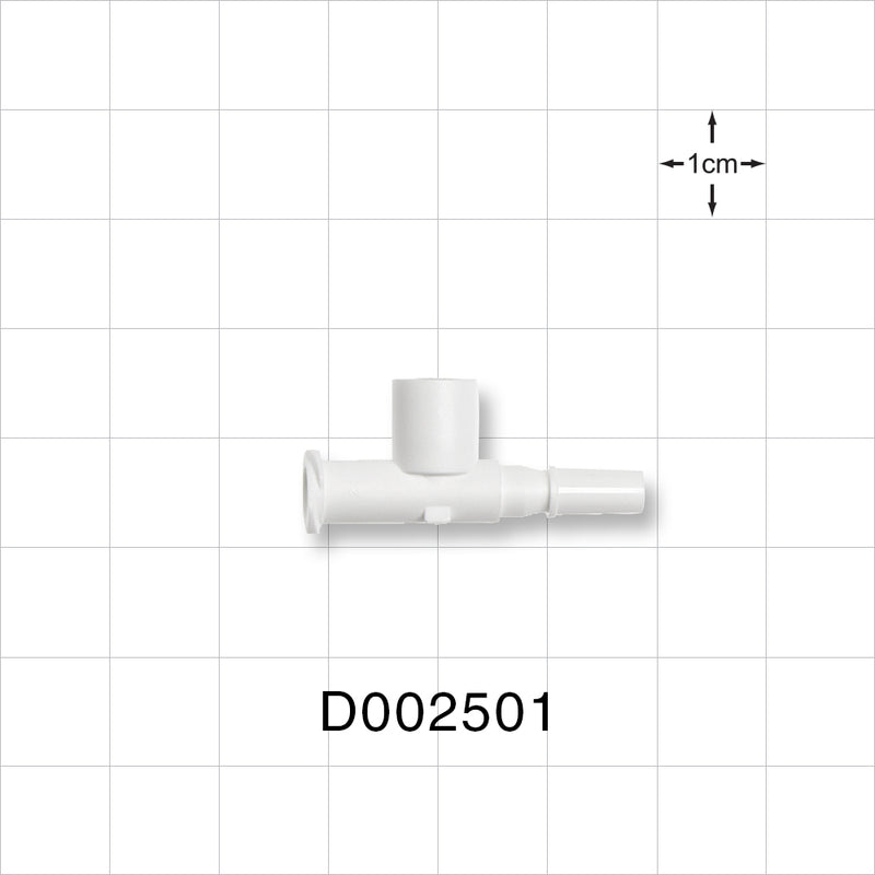 T Pressure Relief Valve, Female Luer Lock Inlet, Male Luer Slip Outlet - 2.5 psi (+/- 15% Crack Tolerance) - D002501