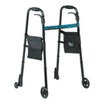 Medline Folding Trigger Walker with 5" Wheels - MDS86410TRIG
