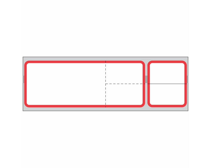 PDC Label Misys/Sunquest Direct Thermal IR Paper Permanent 1 1/2" Core 4 1/8"x1 3/16" White with Red 1200 per Roll, 8 Rolls per Box | DPS-SQBLSRED