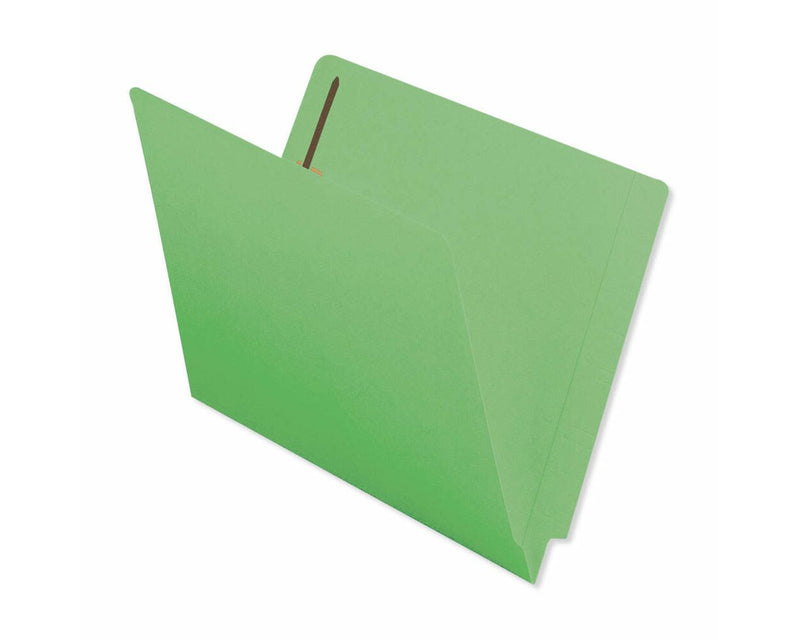 Barkley™ Match End Tab Folder Fas# 1&3 11pt Color Stock Green Flush Front 12 1/4" x 9 1/2" 2ply - 50 per Box | ETF229GN