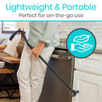 Folding Offset Swivel Cane Cane Height: 32” to 37” Handle: 4.5” x 1.5” Balck MOB1081BLK