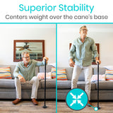 Folding Offset Swivel Cane Cane Height: 32” to 37” Handle: 4.5” x 1.5” Balck MOB1081BLK
