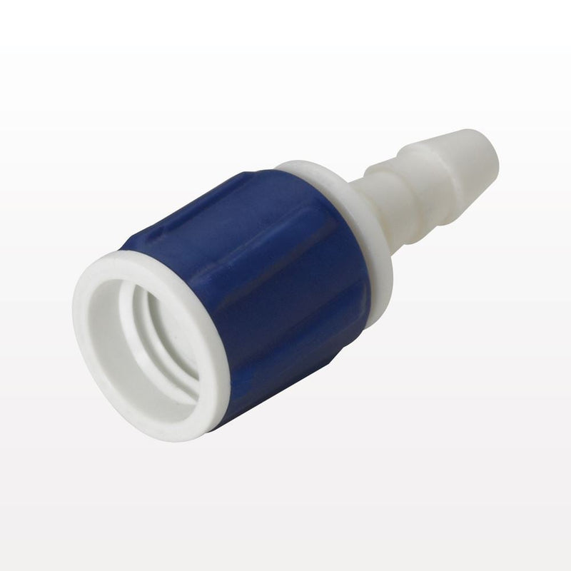 Threaded Connector, Barbed, 100/Bag - Fits 3/16 inch ID (0.188 inch, 4.76 mm) x Rotating 5/16" UNF Internal Thread - GM630M2