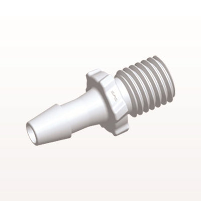 Threaded Connector, Barbed, 100/Bag - Fits 5/32 inch ID (0.156 inch, 3.97 mm) x Rotating 5/16" UNF Internal Thread - GS520