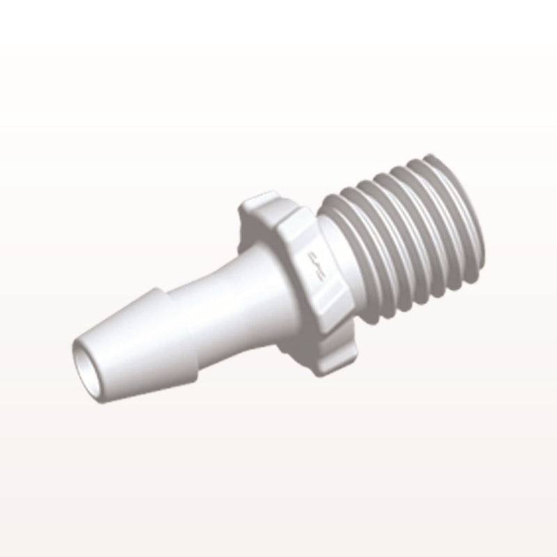 Threaded Connector, Barbed, 100/Bag - Fits 5/32 inch ID (0.156 inch, 3.97 mm) x Rotating 5/16" UNF Internal Thread - GS520