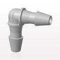 Elbow Connector, Barbed, Natural, 100/Bag - Fits 1/16 inch ID Tubing (0.063 inch, 1.59 mm) - HE2