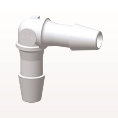 Elbow Connector, Barbed, White, 100/Bag - Fits 3/32 inch ID Tubing (0.094 inch, 2.38 mm) - HE330
