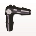 Elbow Connector, Barbed, Black, 100/Bag - Fits 1/8 inch ID Tubing (0.125 inch, 3.18 mm) - HE431