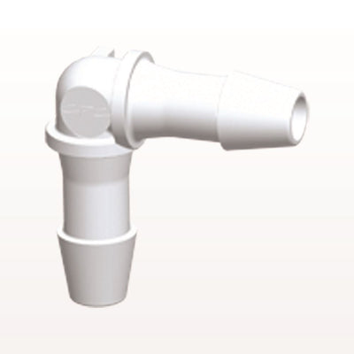 Elbow Connector, Barbed, White, 100/Bag - Fits 3/16 inch ID Tubing (0.188 inch, 4.76 mm) - HE630