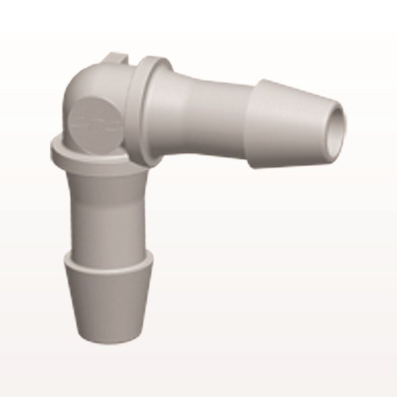 Elbow Connector, Barbed, Natural, 100/Bag - Fits 3/16 inch ID Tubing (0.188 inch, 4.76 mm) - HE6