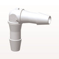 Elbow Connector, Barbed, White, 100/Bag - Fits 1/4 inch ID Tubing (0.25 inch, 6.35 mm) - HE830