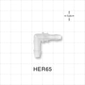Elbow Connector, Barbed, Natural, 100/Bag - Fits 3/16 inch x 5/32 inch ID Tubing (0.188 inch x 0.156 inch, 4.76 mm x 3.97 mm) - HER65