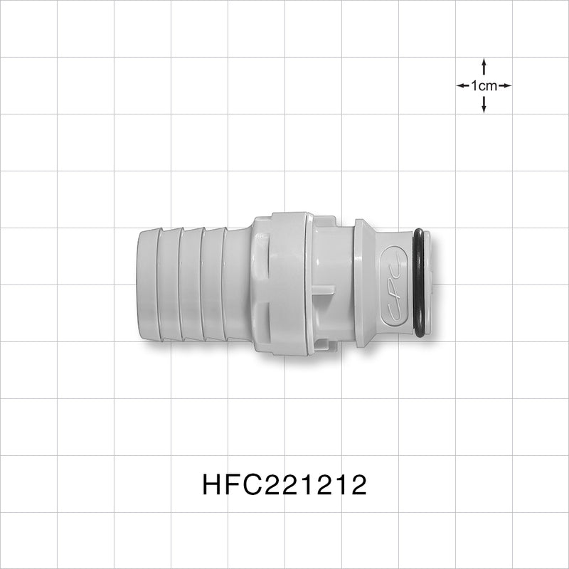 HFC12 Connector, Insert, Non-Valved, Barbed - Fits 3/4 inch ID Tubing (0.75 inch, 19.05 mm) - HFC221212