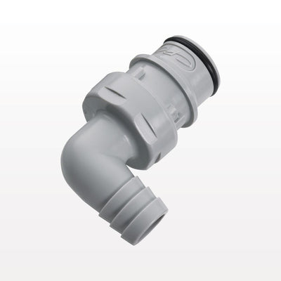 HFC12 Connector, Elbow Insert, Valved, Barbed - Fits 1/2 inch ID Tubing (0.5 inch, 12.7 mm) - HFCD23812