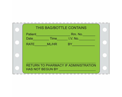 PDC Label Dot Matrix Paper Removable This Bag 3"x1.9375 Fl. Green 2500 per Case | HPFGPR01