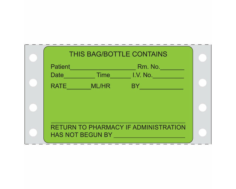 PDC Label Dot Matrix Paper Removable This Bag 3"x1.9375 Fl. Green 2500 per Case | HPFGPR01
