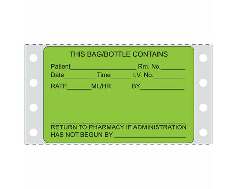 PDC Label Dot Matrix Paper Removable This Bag 3"x1.9375 Fl. Green 2500 per Case | HPFGPR01