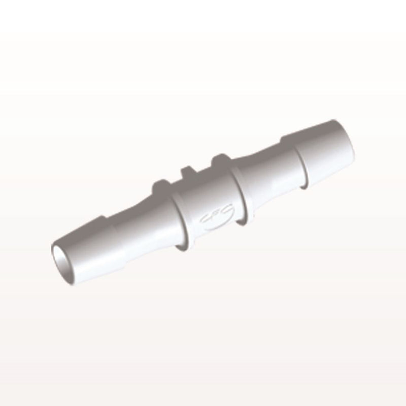 Straight Connector, Barbed, White, 100/Bag - Fits 3/8 inch ID Tubing (0.375 inch, 9.53 mm) - HS1230