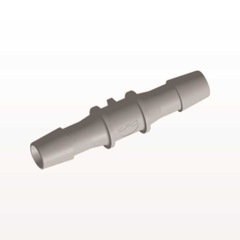 Straight Connector, Barbed, Natural, 100/Bag - Fits 3/8 inch ID Tubing (0.375 inch, 9.53 mm) - HS12
